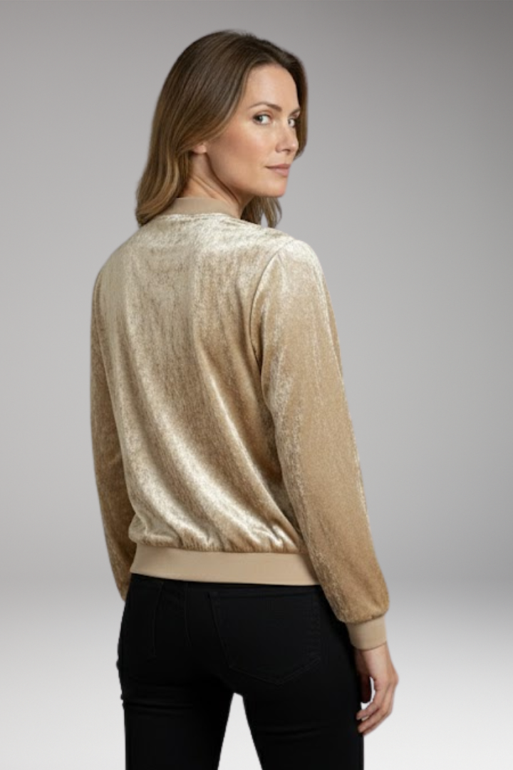 Women's Flight Jacket Shiny Fabric Elastic Cuffs