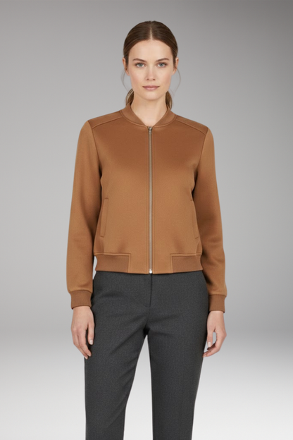 Women's Flight Jacket Zip Closure Ribbed