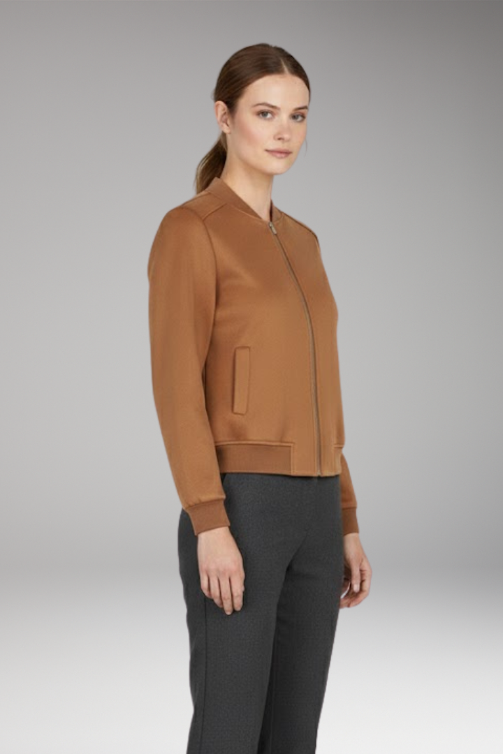Women's Flight Jacket Zip Closure Ribbed