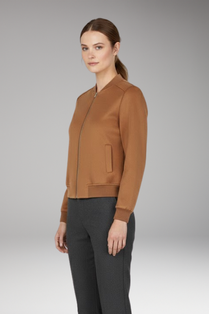Women's Flight Jacket Zip Closure Ribbed