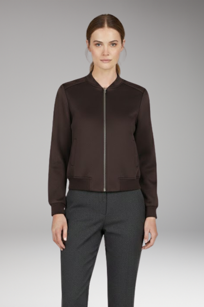 Women's Flight Jacket Zip Closure Ribbed