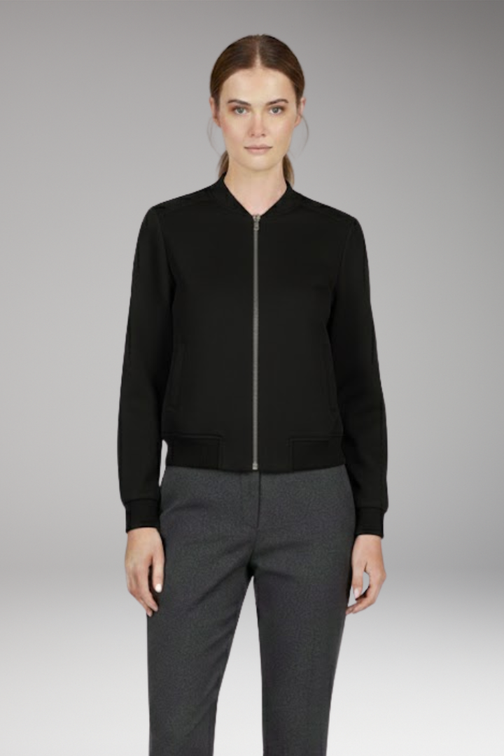 Women's Flight Jacket Zip Closure Ribbed
