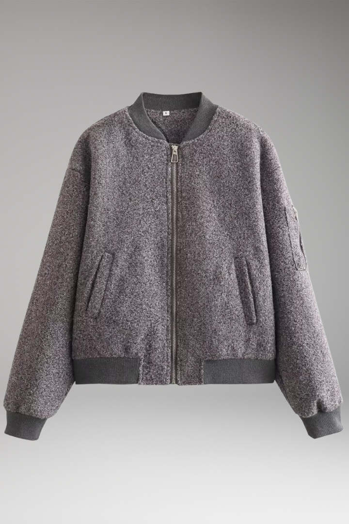 Women's Bomber Jacket Zipper Elastic Cuffs