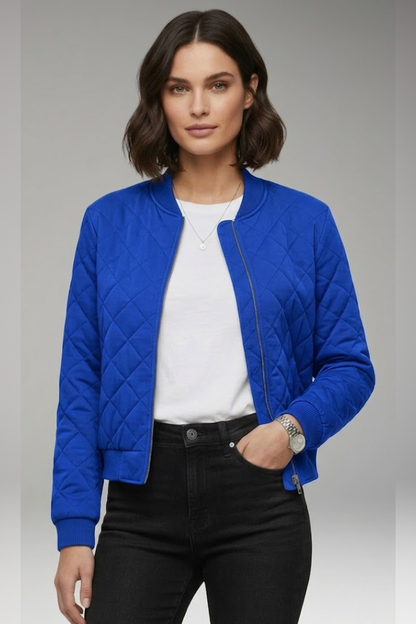 Women's Zipper Flight Jacket Ribbed Details
