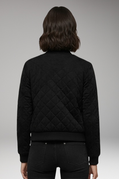 Women's Zipper Flight Jacket Ribbed Details