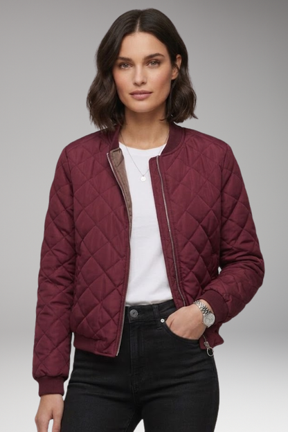 Women's Zipper Flight Jacket Ribbed Details