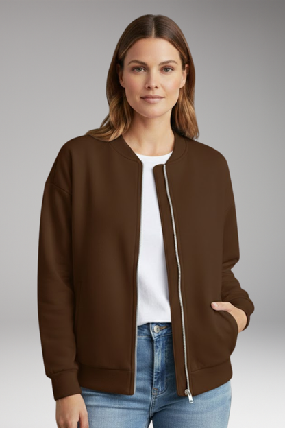 Women's Flight Jacket Zipper Side Pockets