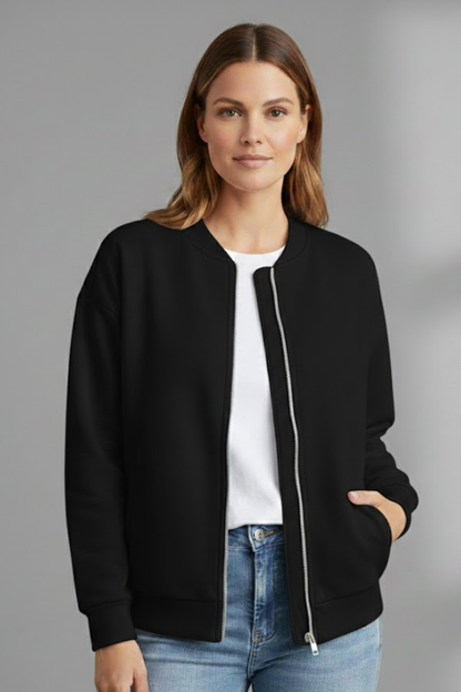 Women's Flight Jacket Zipper Side Pockets