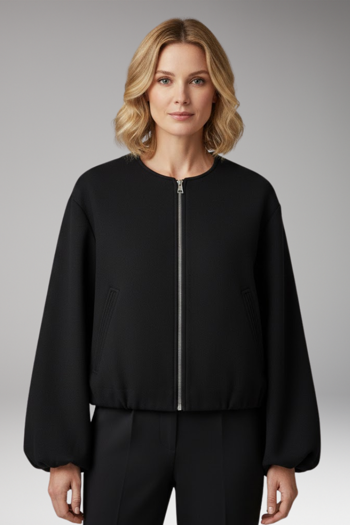 Women's Zipper Flight Jacket Elastic Fit