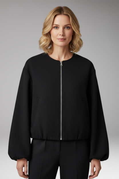 Women's Zipper Flight Jacket Elastic Fit