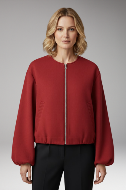 Women's Zipper Flight Jacket Elastic Fit