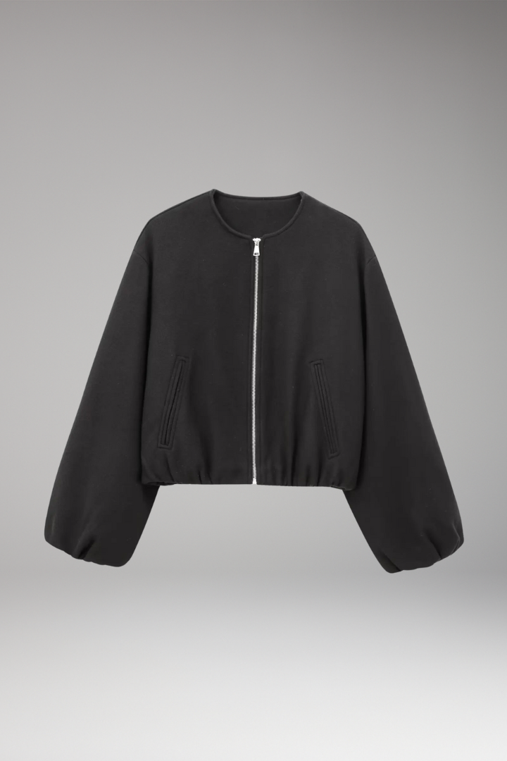Women's Zipper Bomber Jacket Elastic Fit