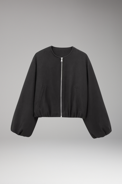 Women's Zipper Bomber Jacket Elastic Fit