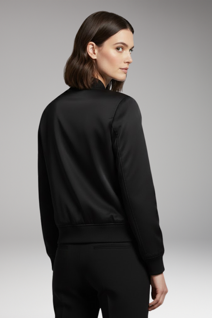 Women's Zipper Flight Jacket With Pockets