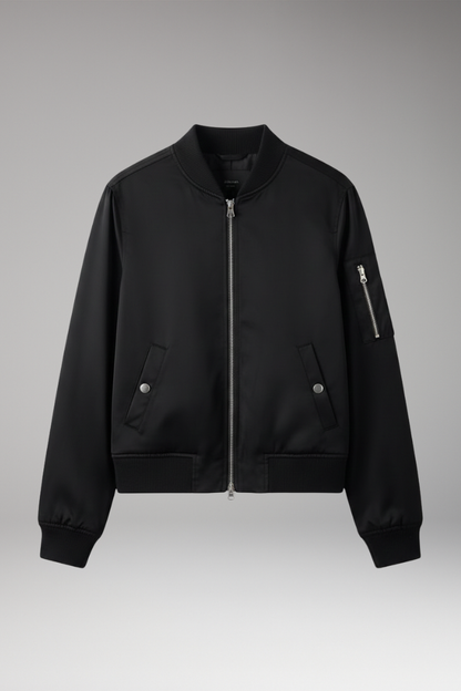 Women's Zipper Bomber Jacket With Pockets