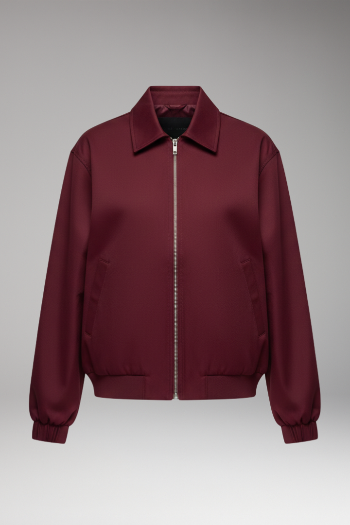 Women's Zipper Bomber Jacket with Side Pockets