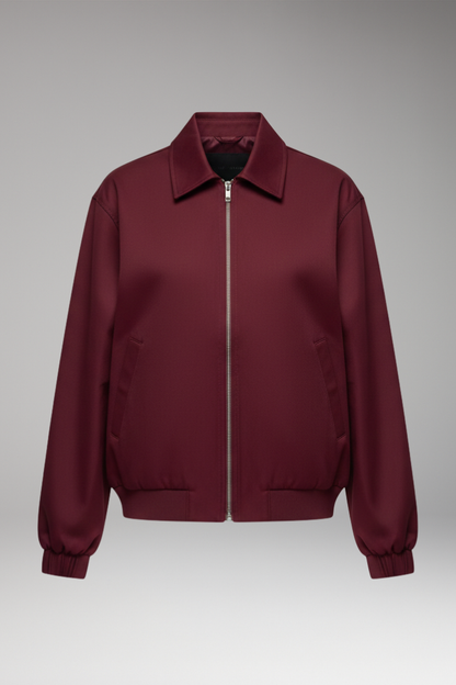 Women's Zipper Bomber Jacket with Side Pockets