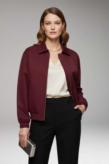 Women's Zipper Flight Jacket with Side Pockets