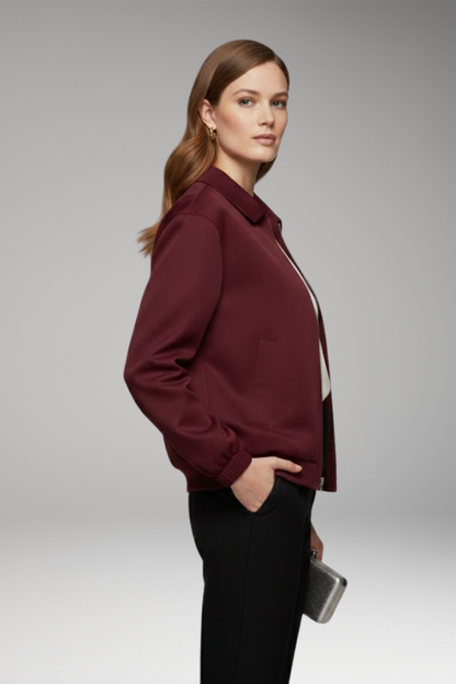 Women's Zipper Flight Jacket with Side Pockets