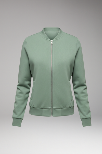 Women's Slim Fit Bomber Jacket Zipper Black