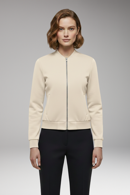 Women's Slim Fit Flight Jacket Zipper Black