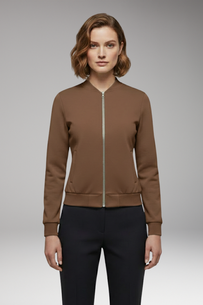 Women's Slim Fit Flight Jacket Zipper Black