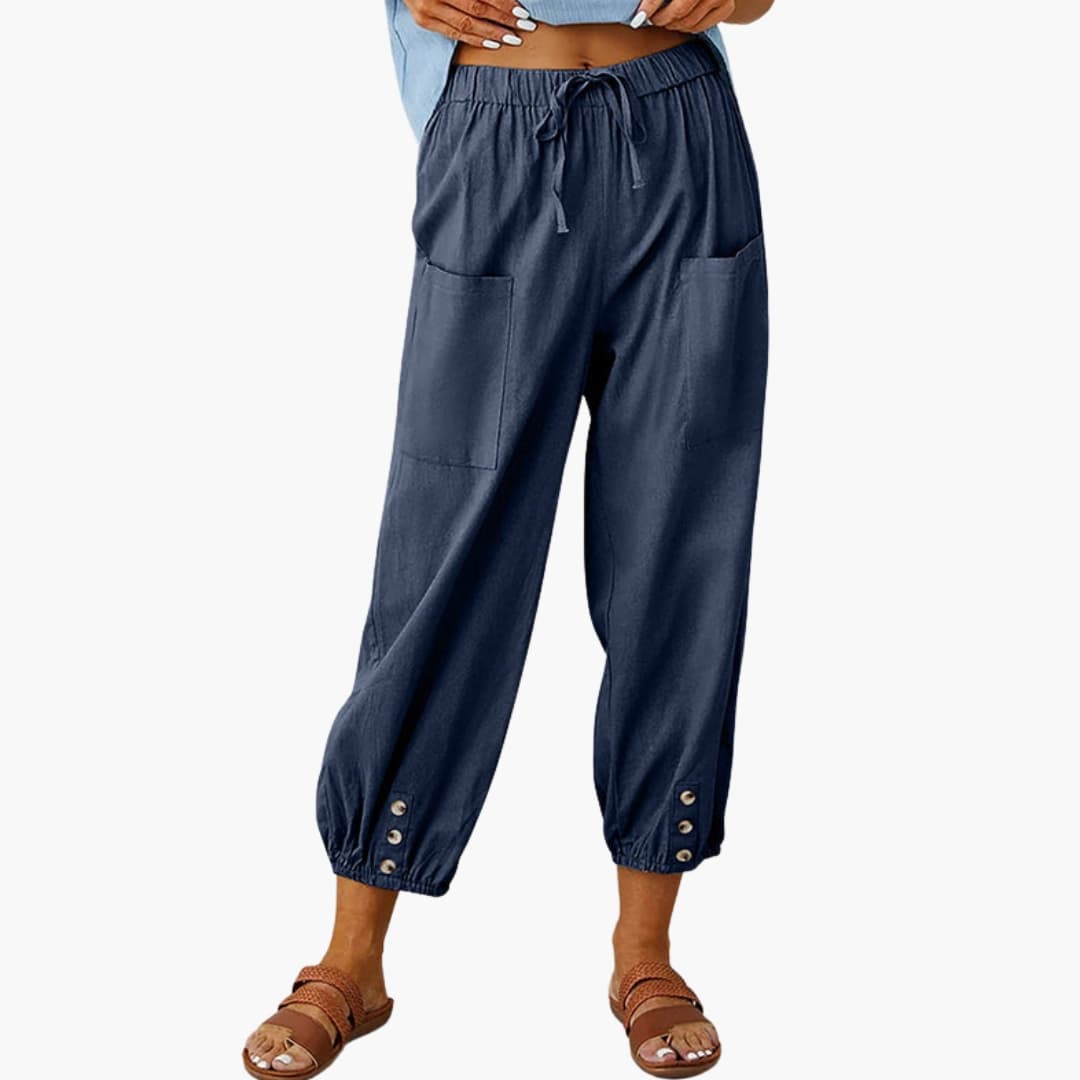 Women's Drawstring Pants Side Pockets Casual