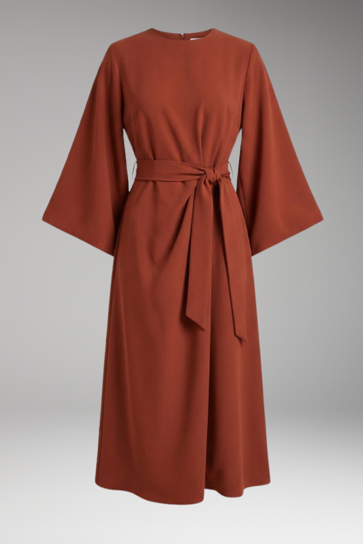 Women's Lantern Sleeve Dress with Belt
