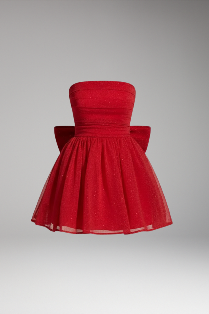 Women's Shimmer Dress with Large Bow