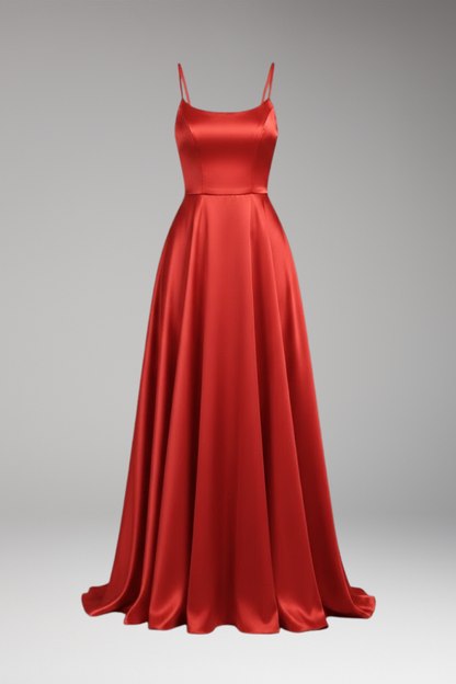 Women's U-Neck Spaghetti Strap Evening Dress