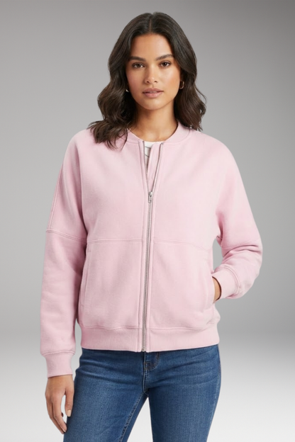 Women's Fleece Flight Jacket Front Zipper