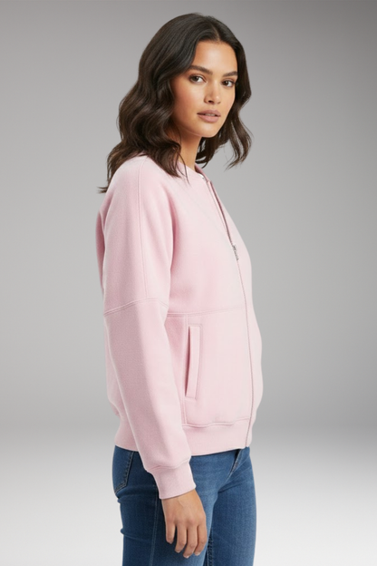 Women's Fleece Flight Jacket Front Zipper