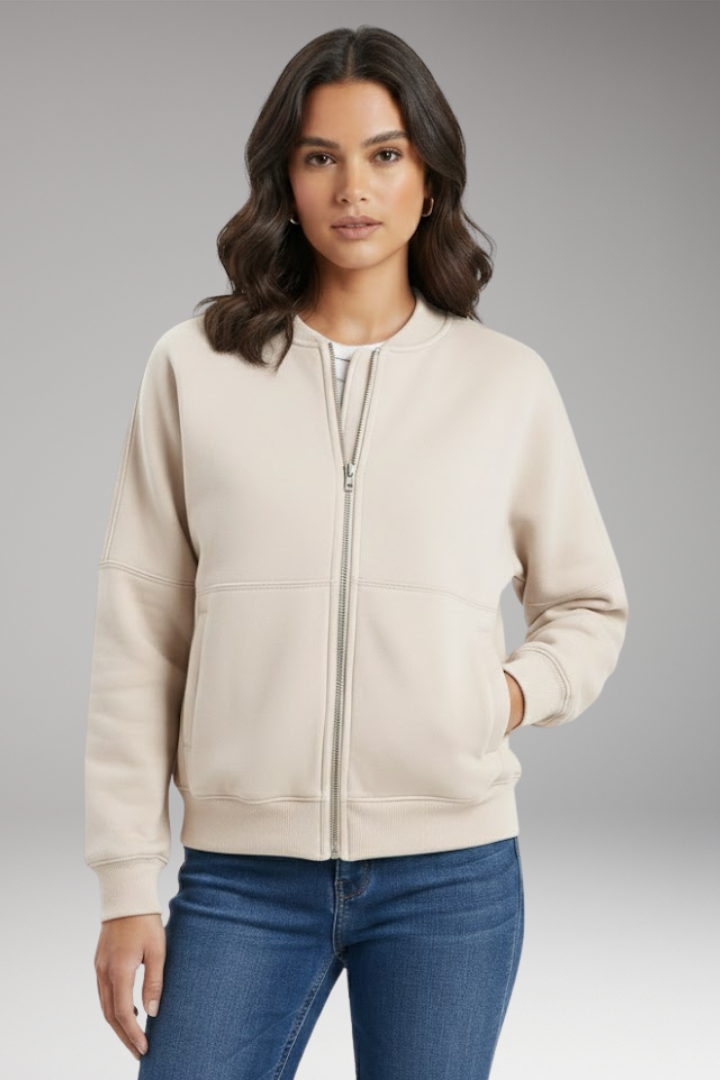 Women's Fleece Flight Jacket Front Zipper
