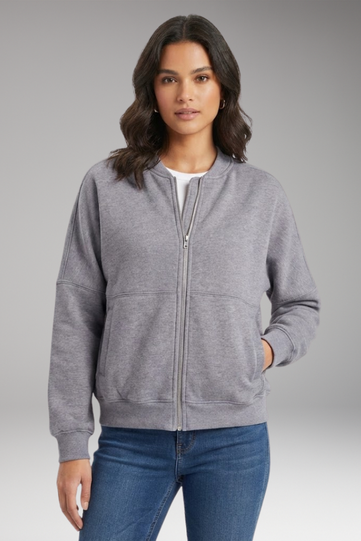 Women's Fleece Flight Jacket Front Zipper