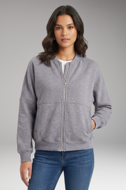 Women's Fleece Flight Jacket Front Zipper
