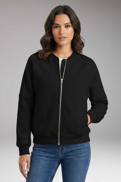 Women's Fleece Flight Jacket Front Zipper