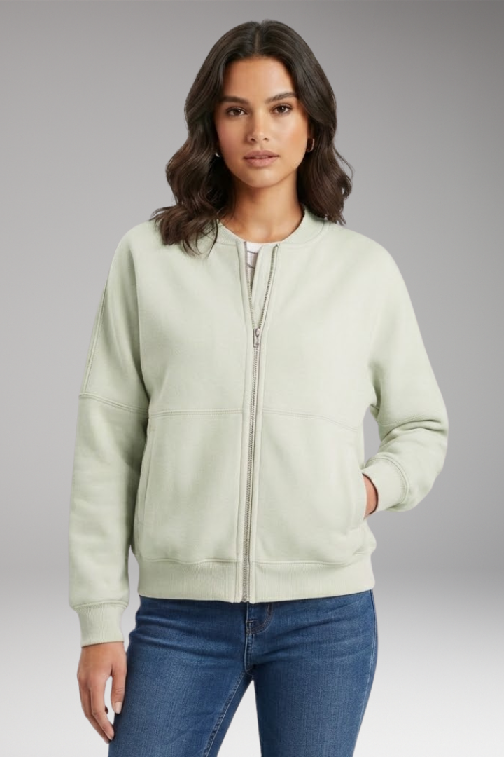 Women's Fleece Flight Jacket Front Zipper