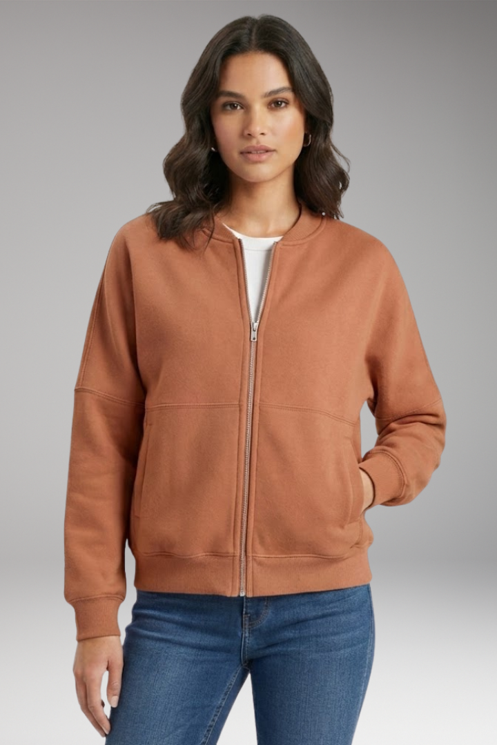 Women's Fleece Flight Jacket Front Zipper