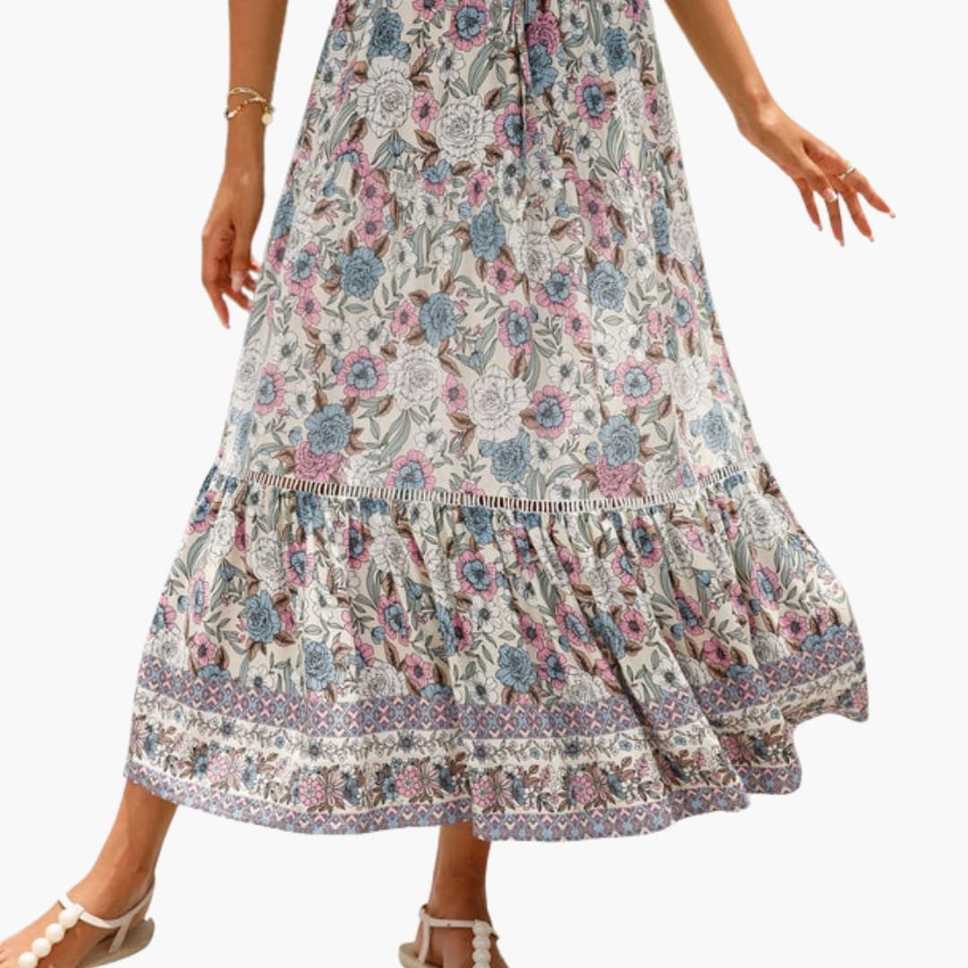 Women's Floral Midi Skirt Elastic Waist