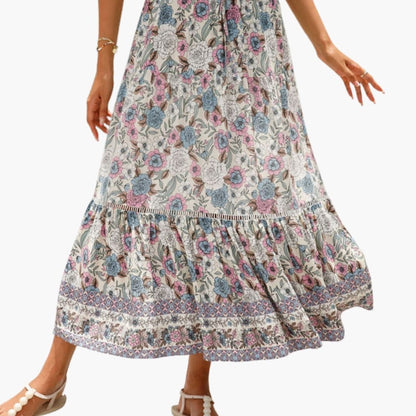 Women's Floral Midi Skirt Elastic Waist