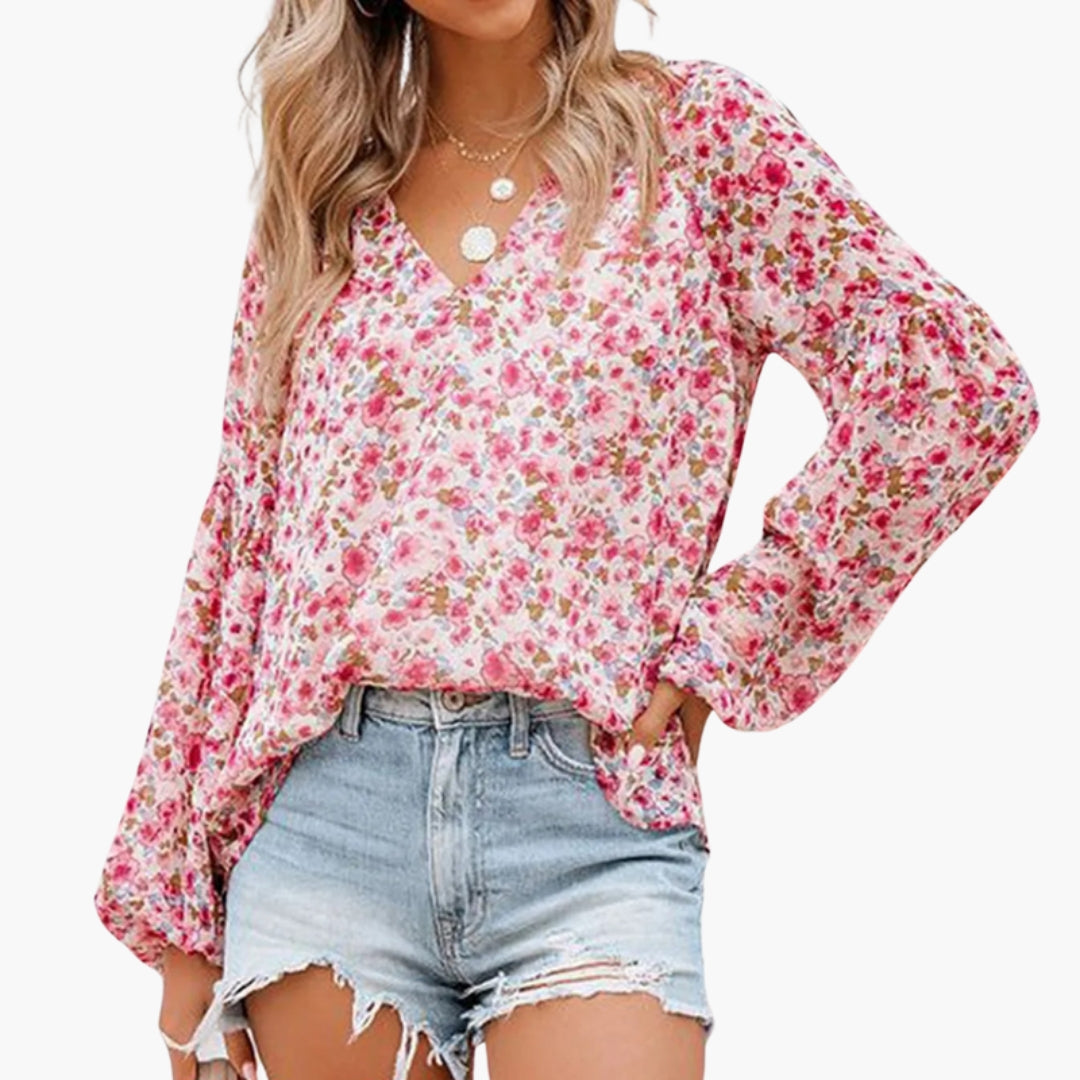 Women's Short Sleeve Floral Blouse