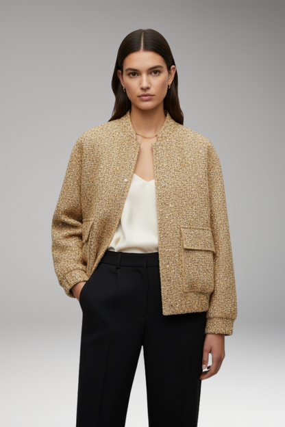 Women's Sequin Flight Jacket Glitter Zipper