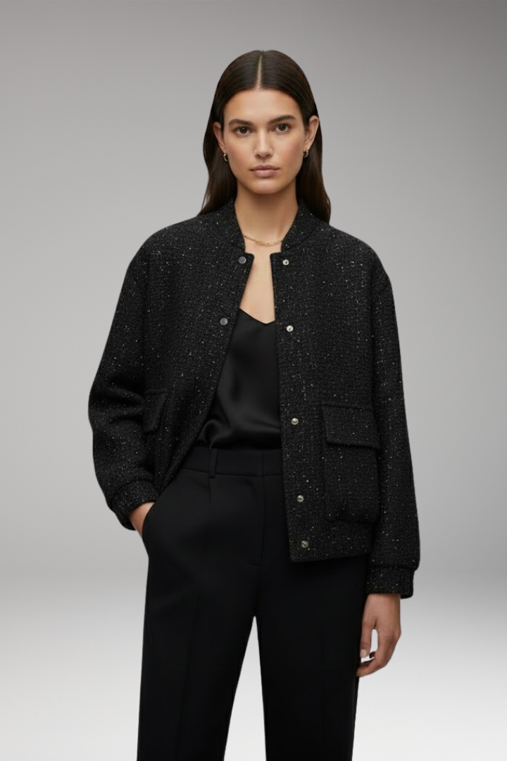 Women's Sequin Flight Jacket Glitter Zipper