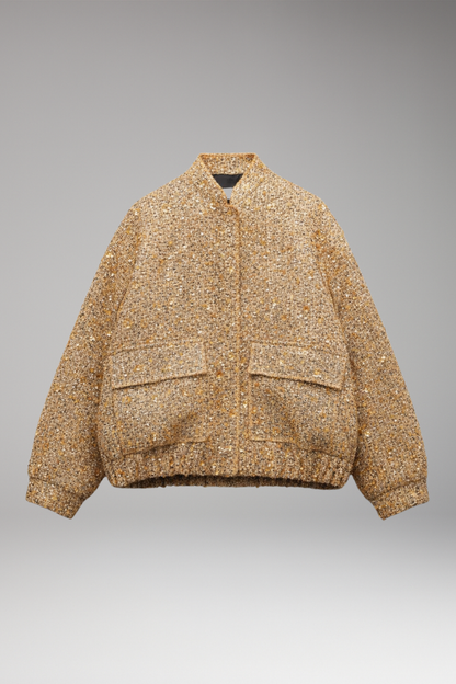 Women's Sequin Bomber Jacket Glitter Zipper