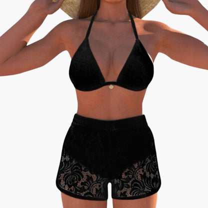 Women's Halter Bikini Set Lace Trim