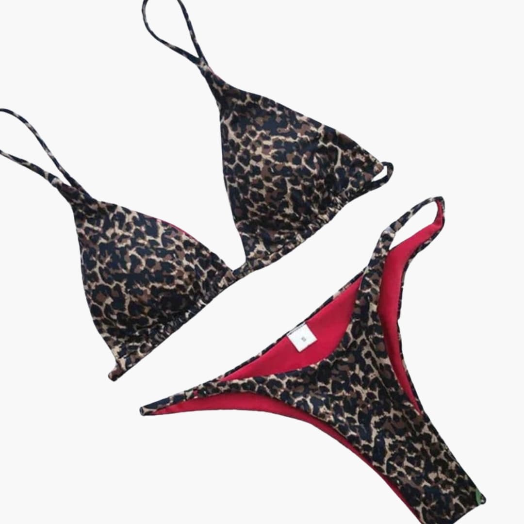 Women's High Waisted Leopard Bikini Set