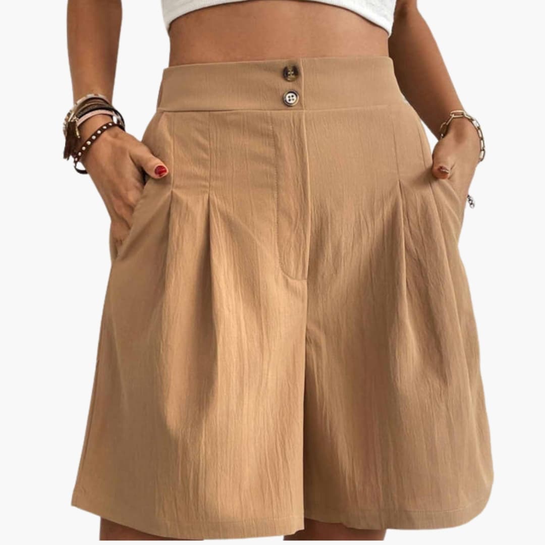 Women's Wide Leg Shorts High-Rise Cotton Side Pockets