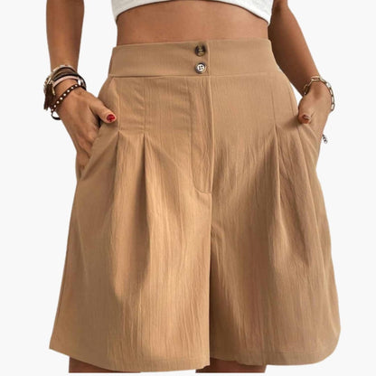 Women's Wide Leg Shorts High-Rise Cotton Side Pockets