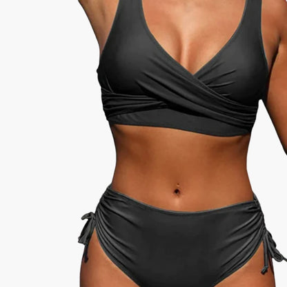 Women's High-Waisted Bikini Set Scoop Neck Two Piece
