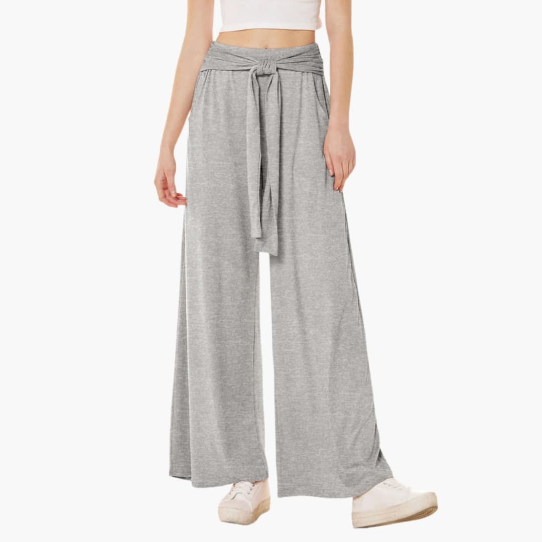 Women's Wide Leg High Waisted Pants Bow Tie Waist Summer